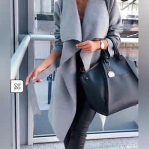 Primark Grey Waterfall Style Fall Jacket with Belt